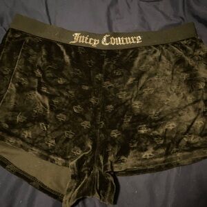 Juicy Couture Black Velour Lounge Shorts with Script Waistband